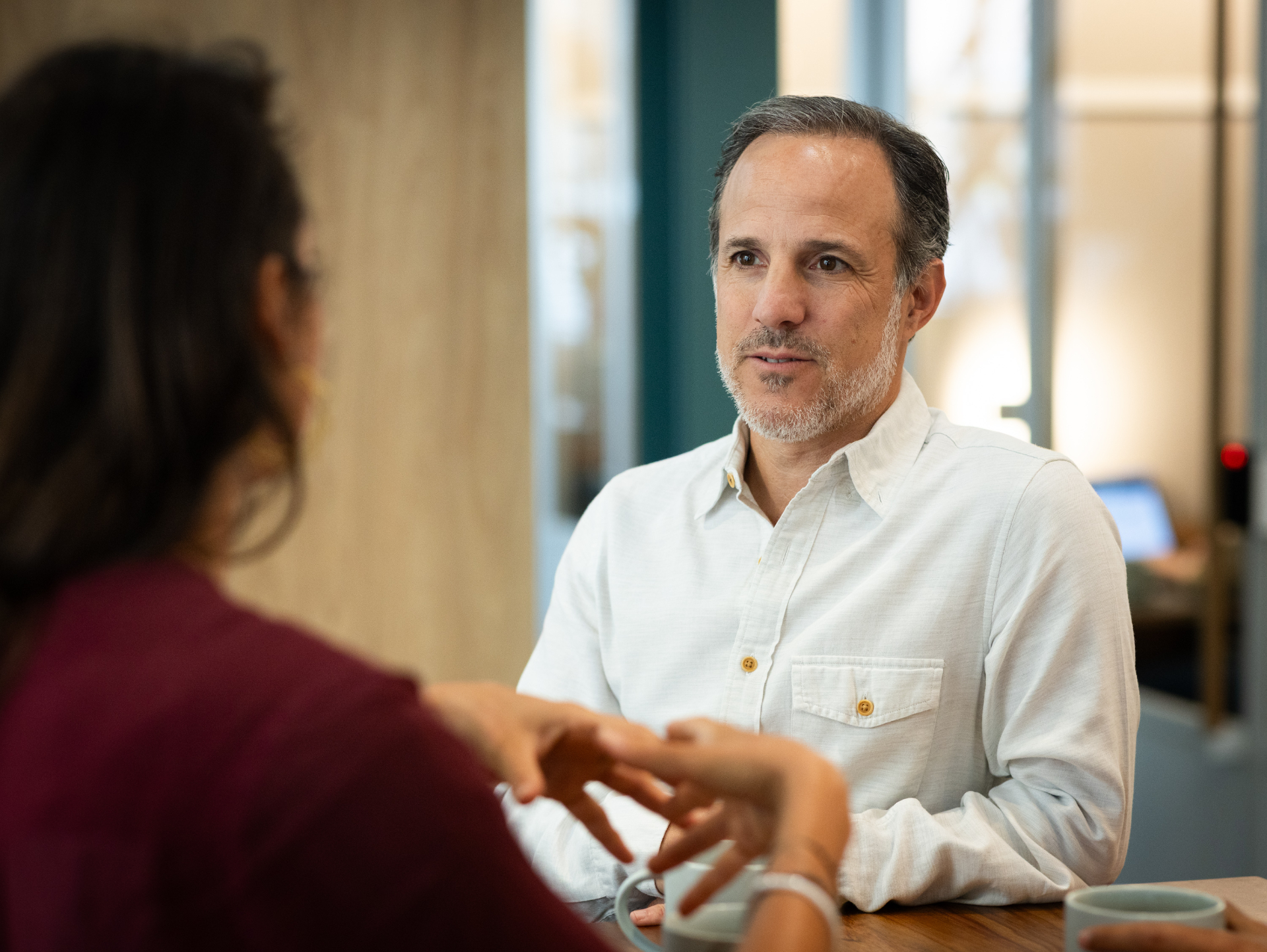 Simcha in conversation during a coaching session